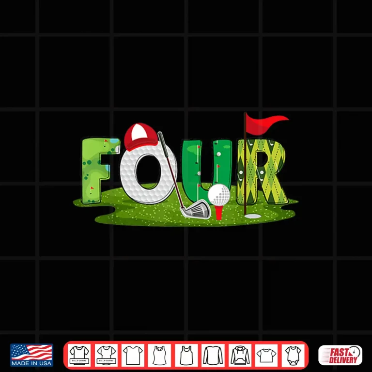 Design Fourth Birthday Theme Golf Four Year Old Kids Sport Party Shirt