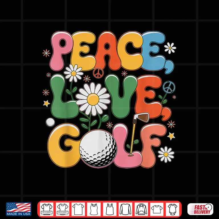 Design Peace Love Hippie Golf Retro Golfer Professional Graphic Shirt
