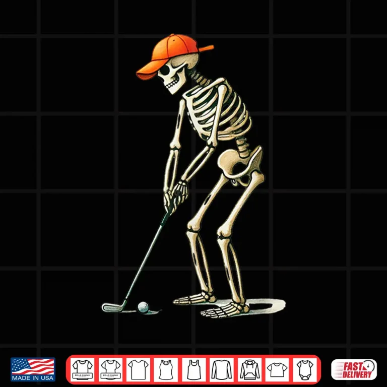 Design Skeleton Halloween Golf Golfer Player Professional Humor Shirt