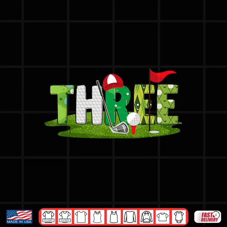 Design Third Birthday Theme Golf Three Year Old Kids Sport Party Shirt