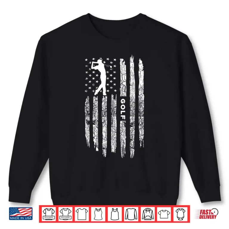 Sweatshirt American Flag Golf Clothing Golfer Vintage Golf Shirt