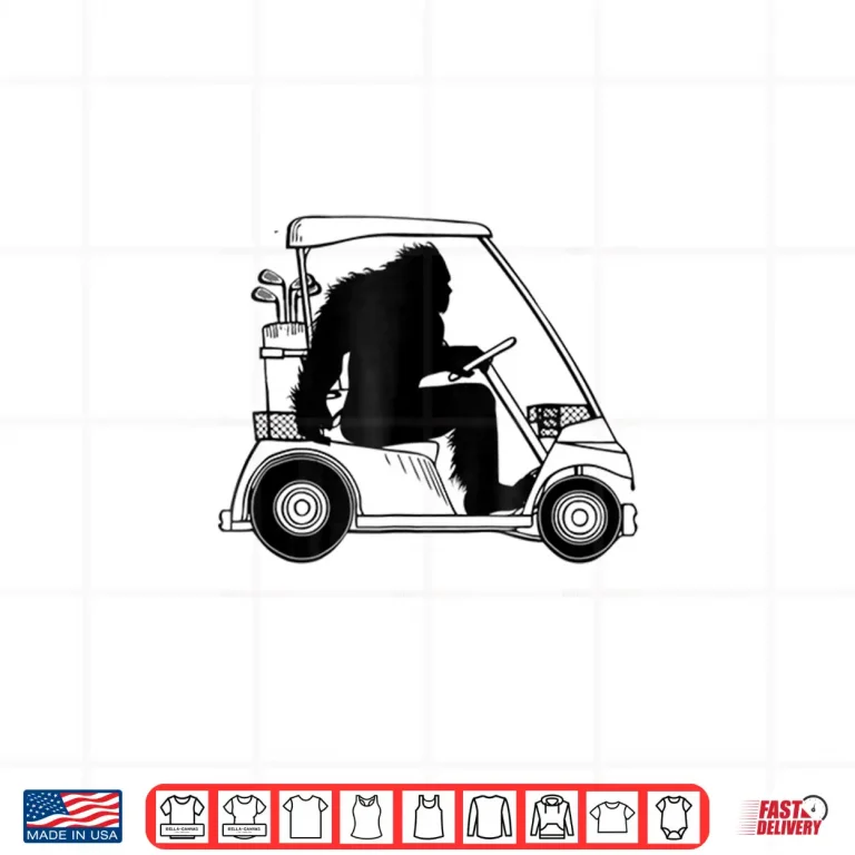 Design Bigfoot Golf Tee Sasquatch Driving Golf Cart Shirt Apparel