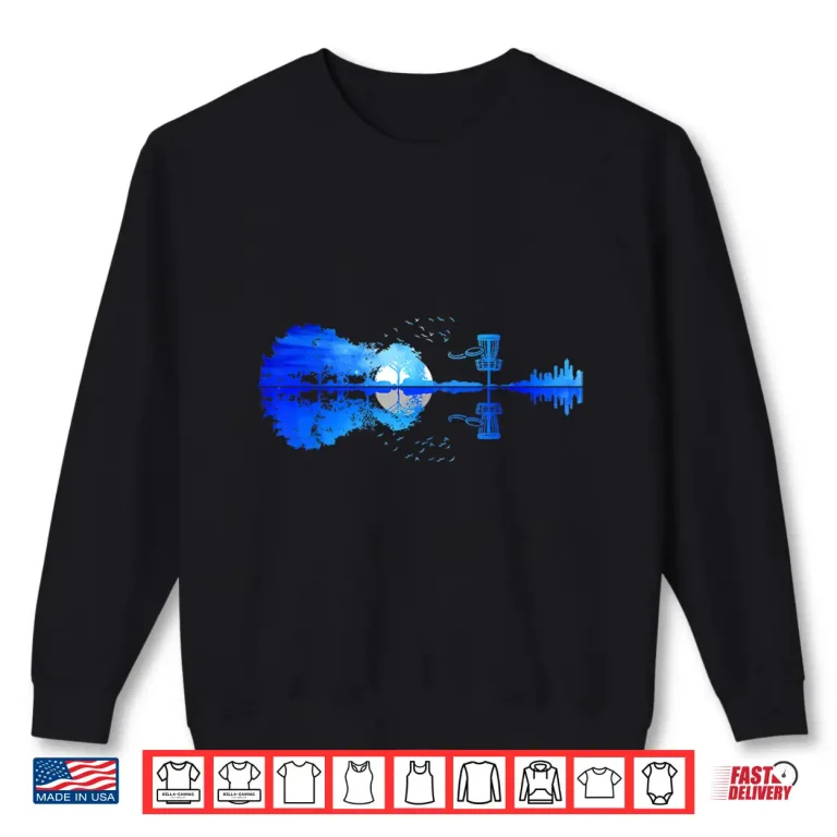 Sweatshirt Disc Golf Sunset Guitar Guitarist Golfing Frisbee Golfer Men Shirt