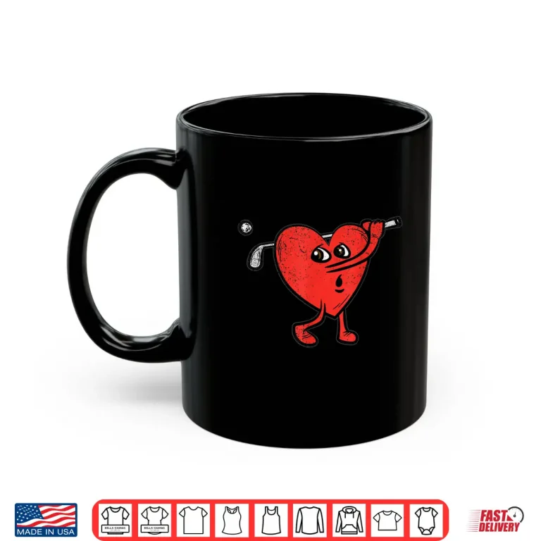 Mug Heart Playing Golf Valentines Day Cute Sports Love Golfer Shirt