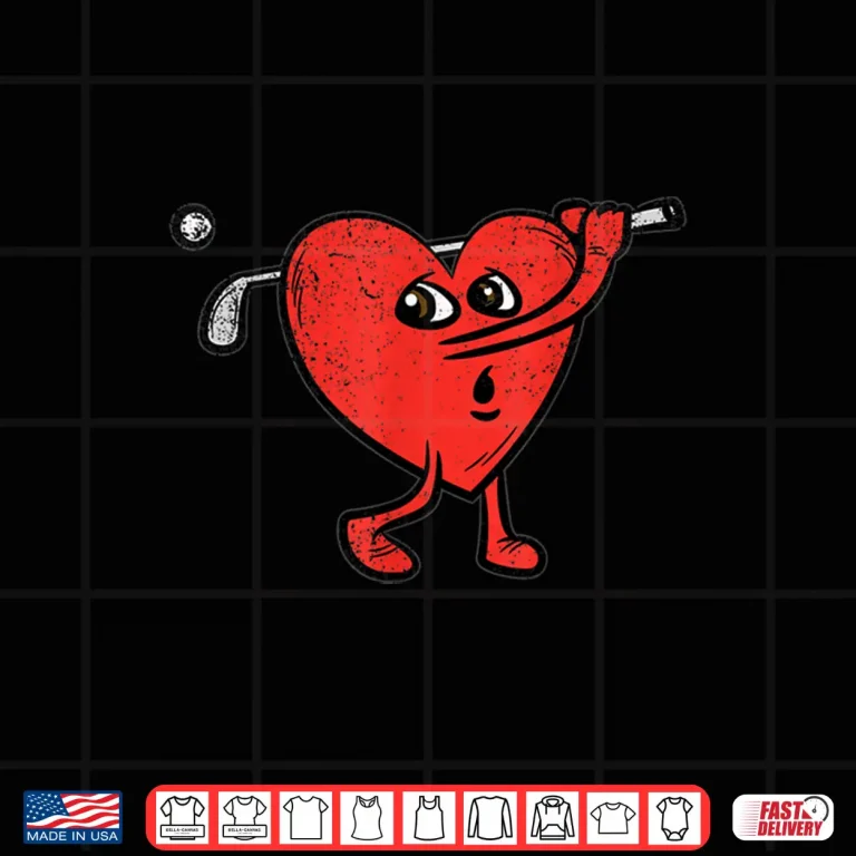 Design Heart Playing Golf Valentines Day Cute Sports Love Golfer Shirt