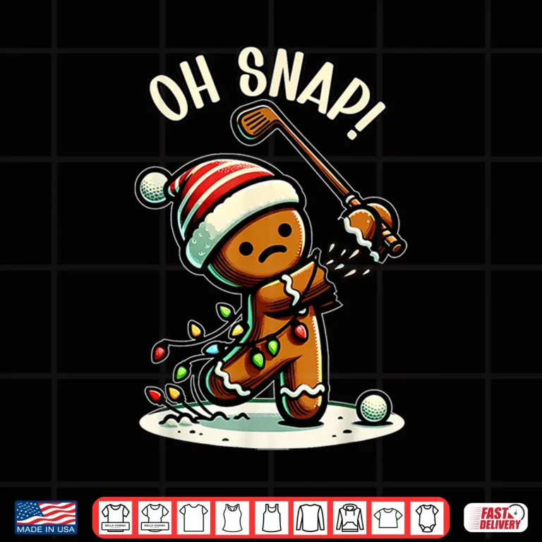 Design Oh Snap Gingerbreadman Golfer Golf Christmas Golfing Shirt