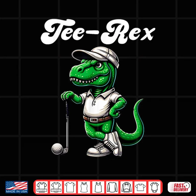 Design Tee Rex Golf T Rex Dinosaur Boys Mens Womens Kids Golfing Shirt