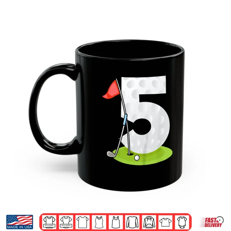 Mug Fifth Birthday Golf Five Years Old Professional Youth Shirt