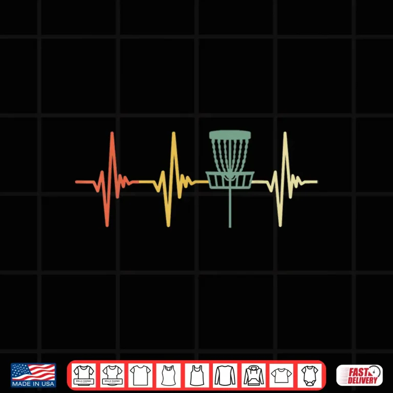 Design Retro Heartbeat Gift Disc Golf Professional Vintage Graphic Shirt