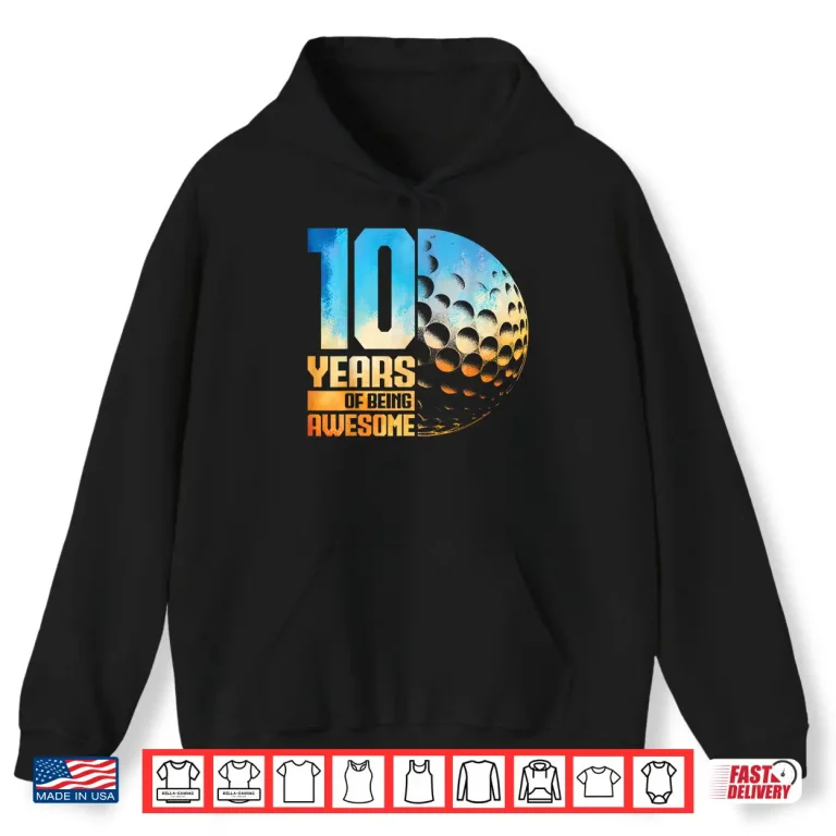 Hoodie 10th Birthday Boys Golf Player Golf 10 Years Old Shirt