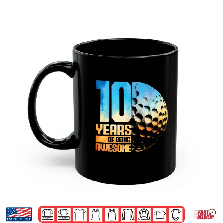 Mug 10th Birthday Boys Golf Player Golf 10 Years Old Shirt