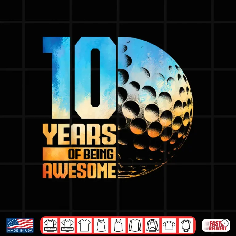 Design 10th Birthday Boys Golf Player Golf 10 Years Old Shirt