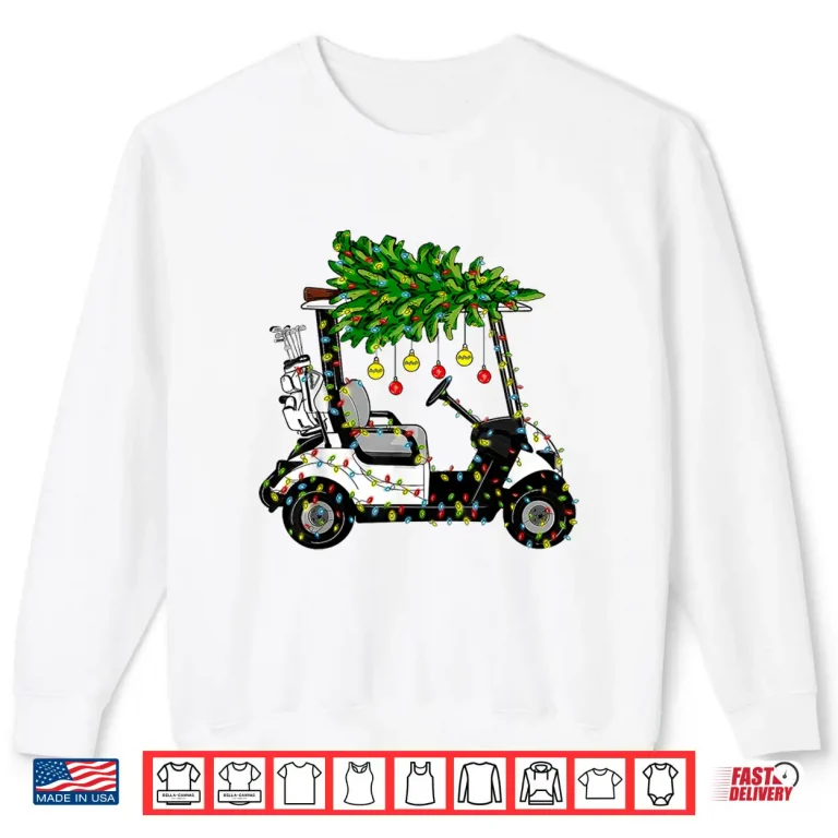 Sweatshirt Golf Cart Christmas Tree Lights Xmas Sport Golfer Golfing Shirt