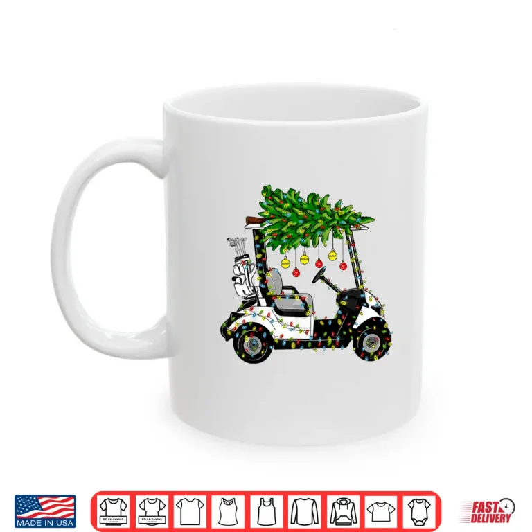 Mug Golf Cart Christmas Tree Lights Xmas Sport Golfer Golfing Shirt