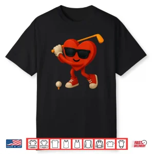 Golf Valentines Day Cute Heart Golfer Love Funny Boys Kids Shirt