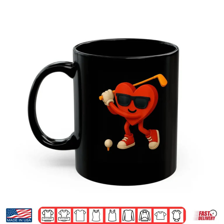 Mug Golf Valentines Day Cute Heart Golfer Love Funny Boys Kids Shirt