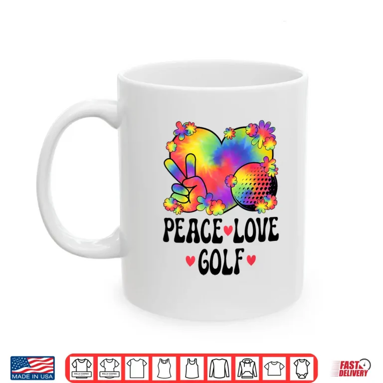 Mug Peace Love Golf Lover 60s 70s Hippie Outfit Cute Golf Shirt