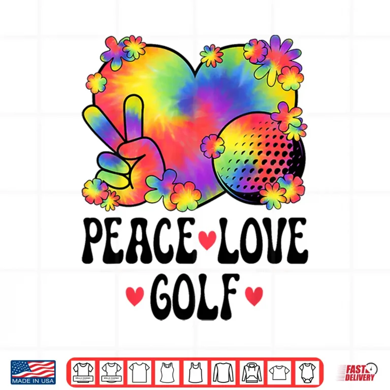 Design Peace Love Golf Lover 60s 70s Hippie Outfit Cute Golf Shirt