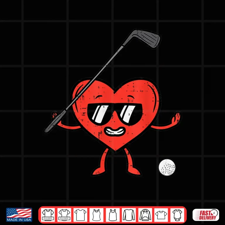 Design Valentines Day Heart Golf Funny Golfing Golfer Dad Men Boys Shirt