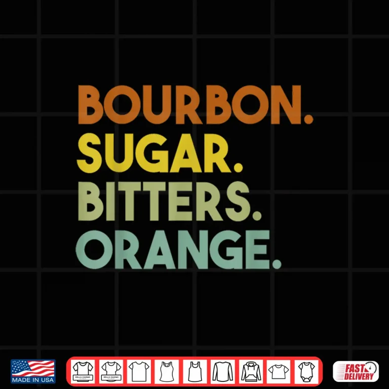 Design Bourbon Sugar Bitters Orange Old Fashioned Cocktail Retro Shirt
