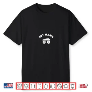 Boy Mama Powered By Coffee Chaos And Monster Trucks Shirt
