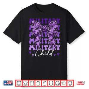 Military Child Coquette Bow Purple Camoflage Camo Boys Girls Shirt