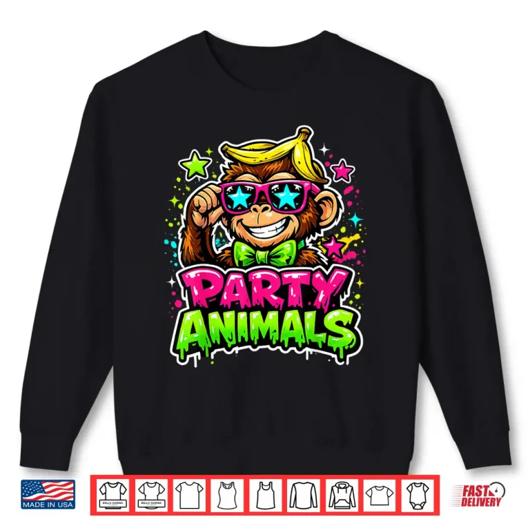 Sweatshirt Party Animals Baseball Jersey Funny Monkey Vibrant Slime Shirt