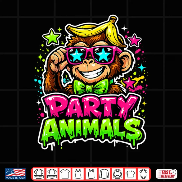 Design Party Animals Baseball Jersey Funny Monkey Vibrant Slime Shirt