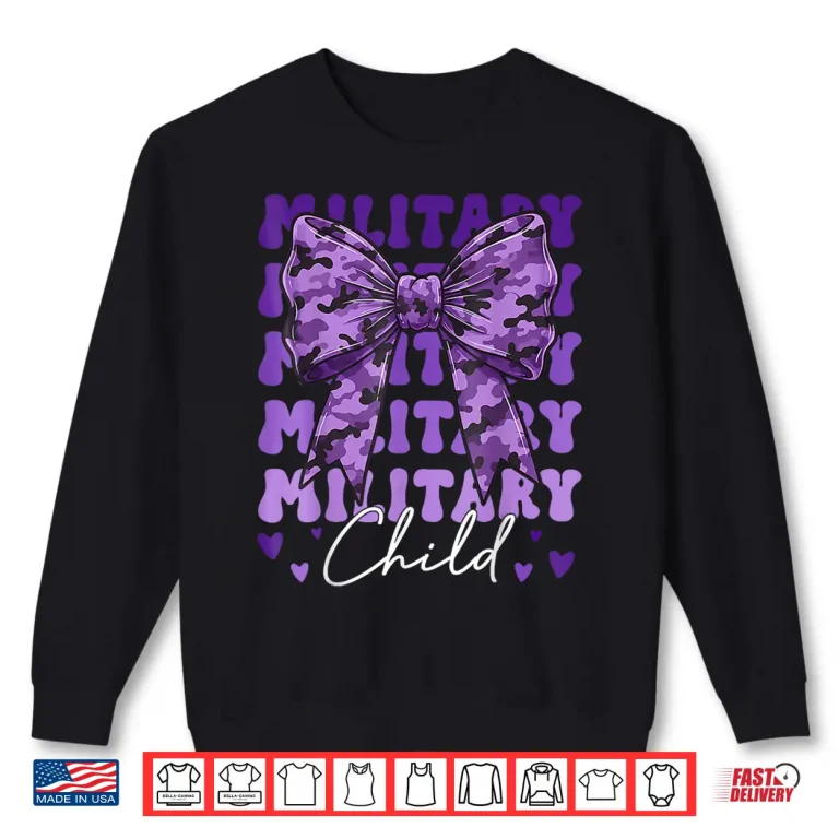 Sweatshirt Military Child Coquette Bow Purple Camoflage Camo Boys Girls Shirt