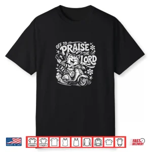 Retro Vintage Off To Praise The Lord Funny Christian Cat Shirt