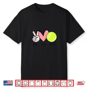 Peace Love Tennis Cute Design For Women Teen Little Girl Shirt