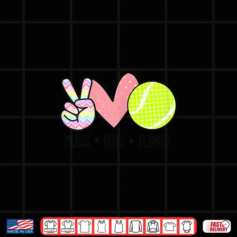 Design Peace Love Tennis Cute Design for Women Teen Little Girl Shirt