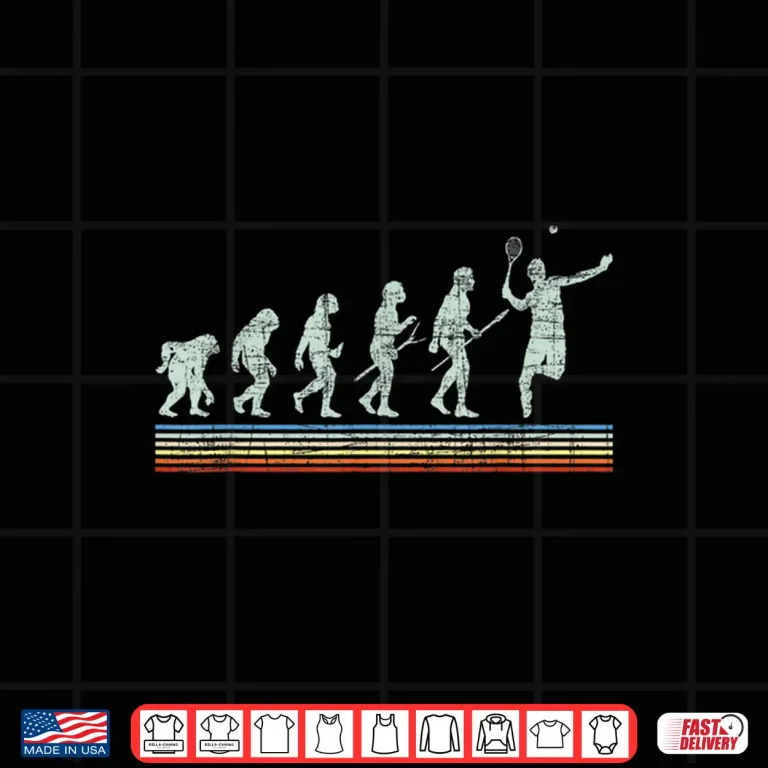 Design Retro Tennis Player Evolution Racket Game Sports Lover Shirt
