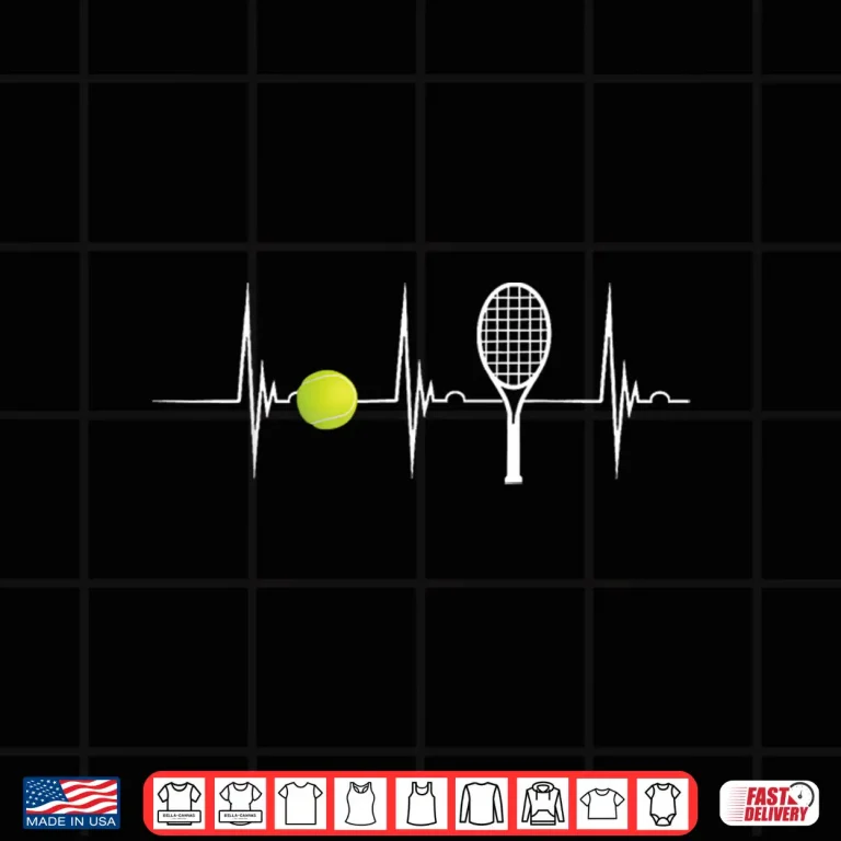 Design Tennis Lover Tennis Heartbeat EKG Pulse Racket Sport Shirt
