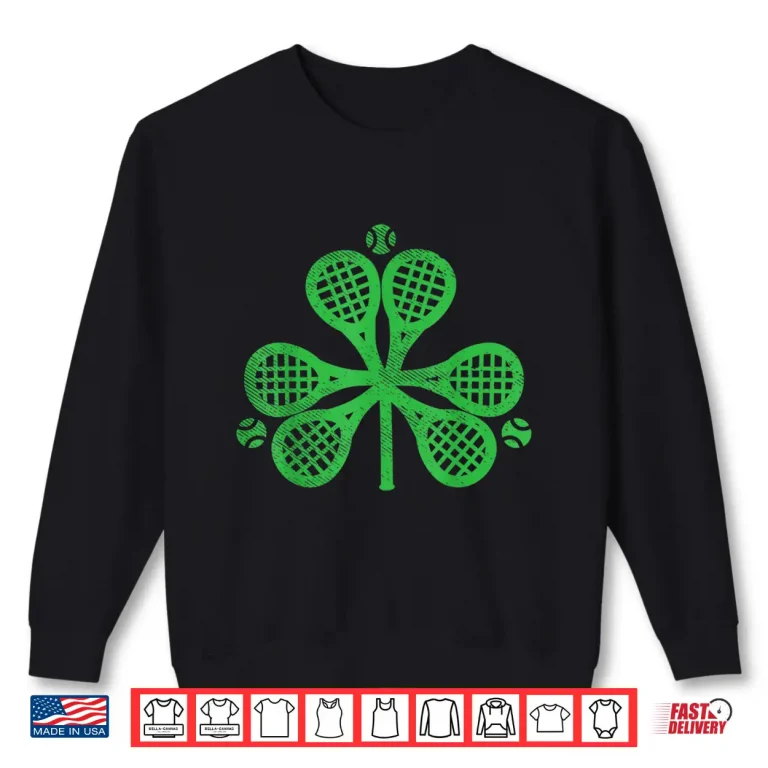 Sweatshirt Tennis Shamrock Clover St Patricks Day Player Coach Gift Shirt