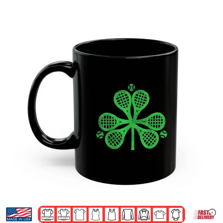 Mug Tennis Shamrock Clover St Patricks Day Player Coach Gift Shirt