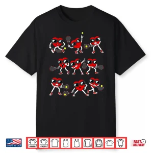 Valentines Day Heart Tennis Player Funny Boys Girls Kids Shirt