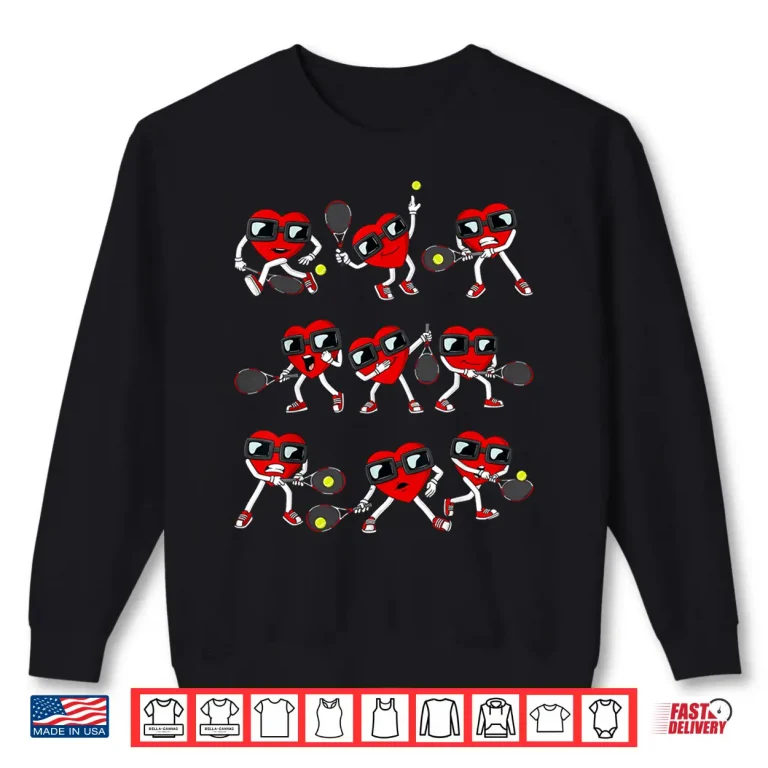 Sweatshirt Valentines Day Heart Tennis Player Funny Boys Girls Kids Shirt