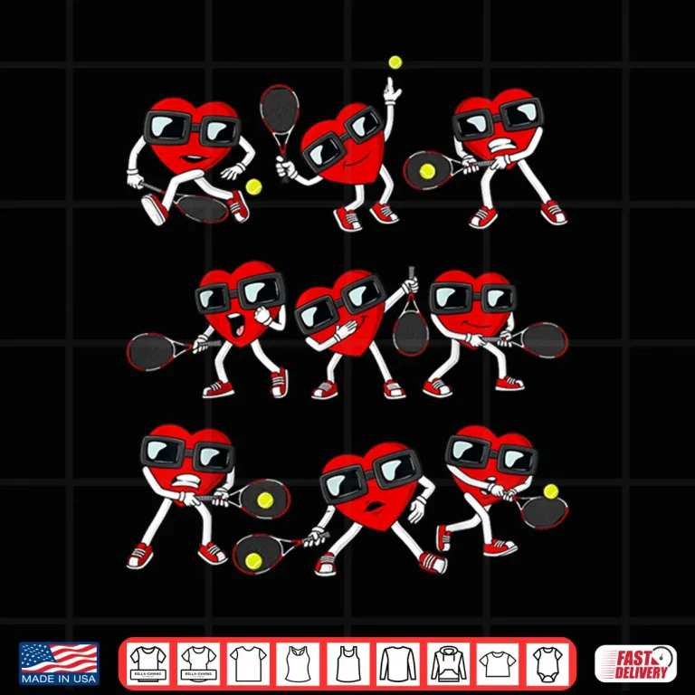Design Valentines Day Heart Tennis Player Funny Boys Girls Kids Shirt