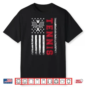 American Flag Patriotic Tennis Best Gifts For Players Fans Shirt