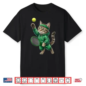 Cat Kitten Playing Sports Tennis Cute Animal Humor Shirt