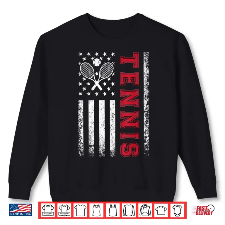 Sweatshirt American Flag Patriotic Tennis Best Gifts For Players Fans Shirt