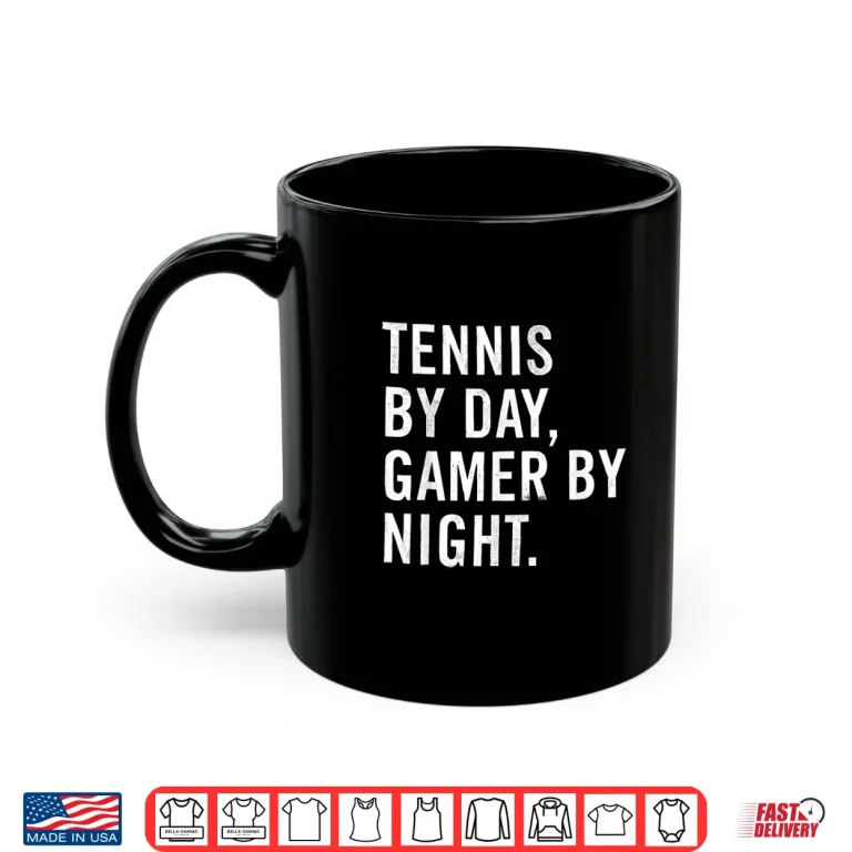 Mug By Day Gamer By Night Tennis Professional Humor Funny Shirt
