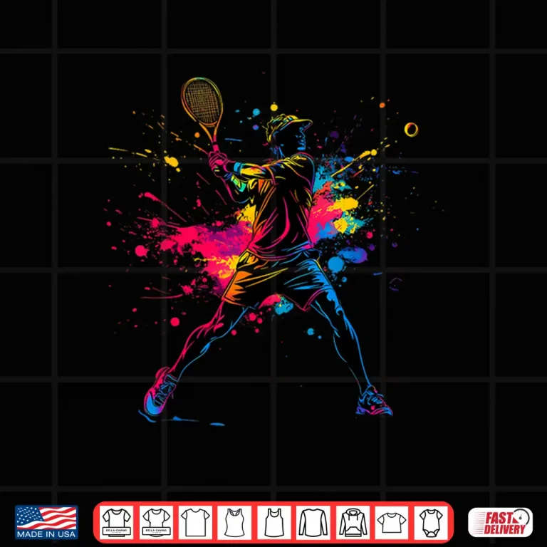 Design Colorful Player Tennis Minimalist Modern Graphic Apparel Shirt