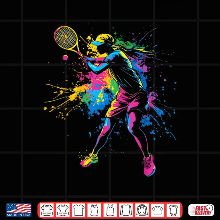 Design Colorful Player Tennis Artistic Graphic Aesthetic Apparel Shirt
