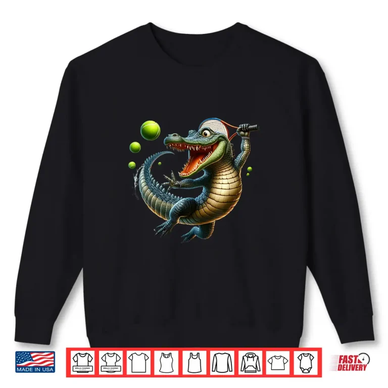 Sweatshirt Crocodile Design Tennis Player Clothing Professional Graphic Shirt