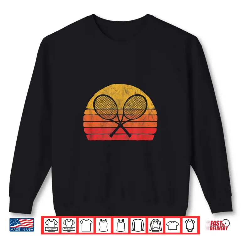 Sweatshirt Crossed Racquets Retro Eighties Sun Tennis Vintage Graphic Shirt