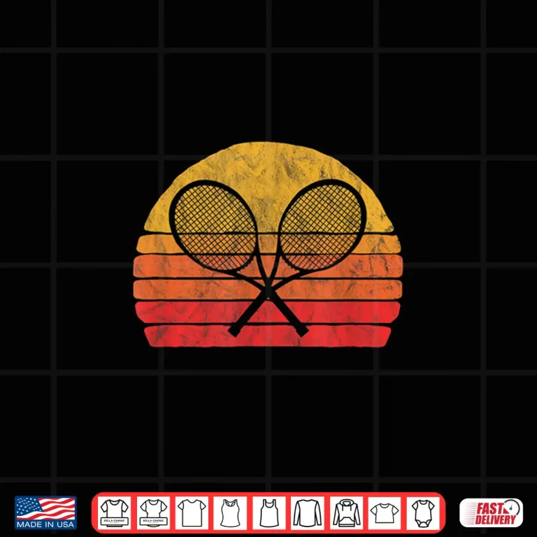 Design Crossed Racquets Retro Eighties Sun Tennis Vintage Graphic Shirt
