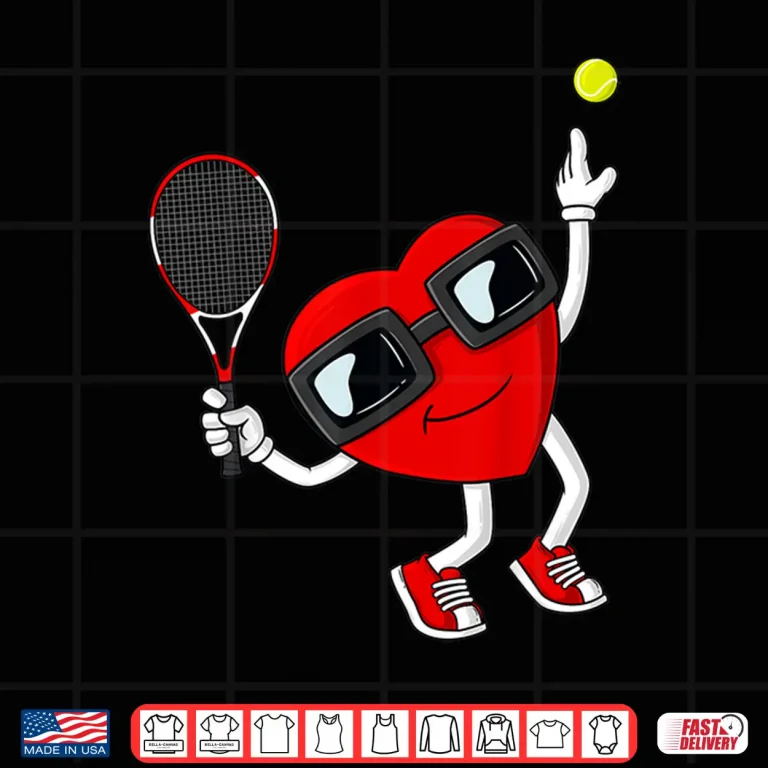 Design Heart Swinging Racket Tennis Valentines Day Youth Graphic Shirt