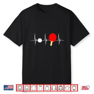 Paddle Heartbeat Ekg Pulse Ping Pong Table Tennis Graphic Shirt